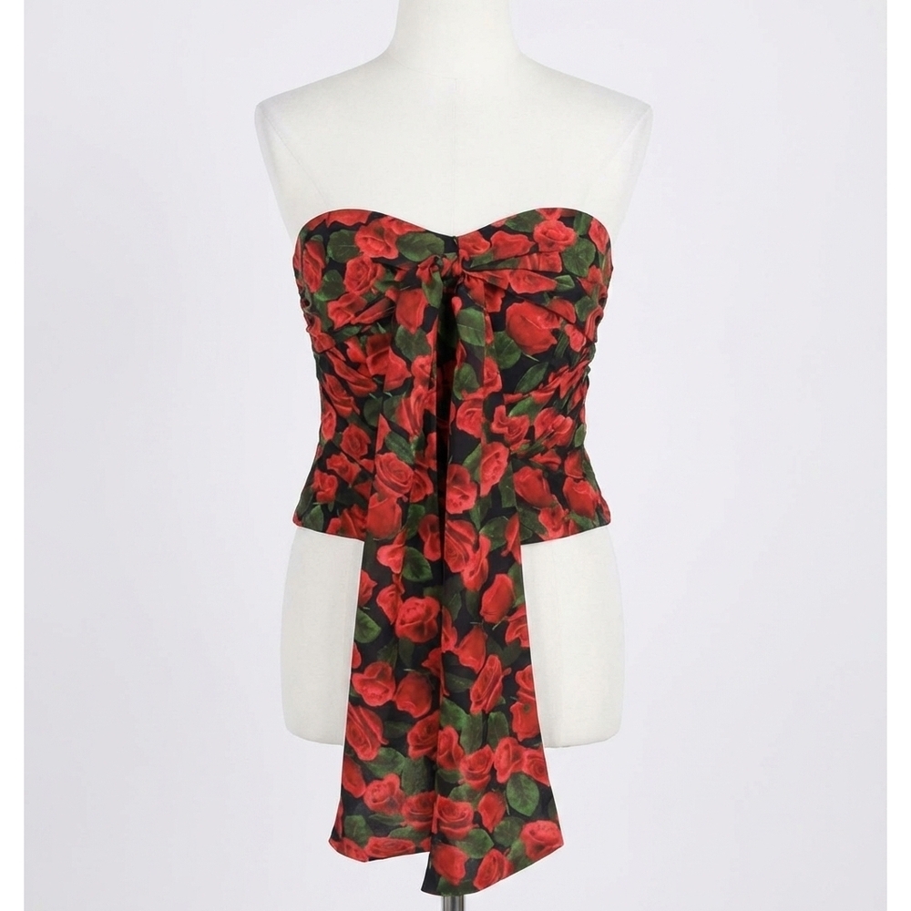 NEW FOR LOVE & LEMONS abby strapless top in red floral